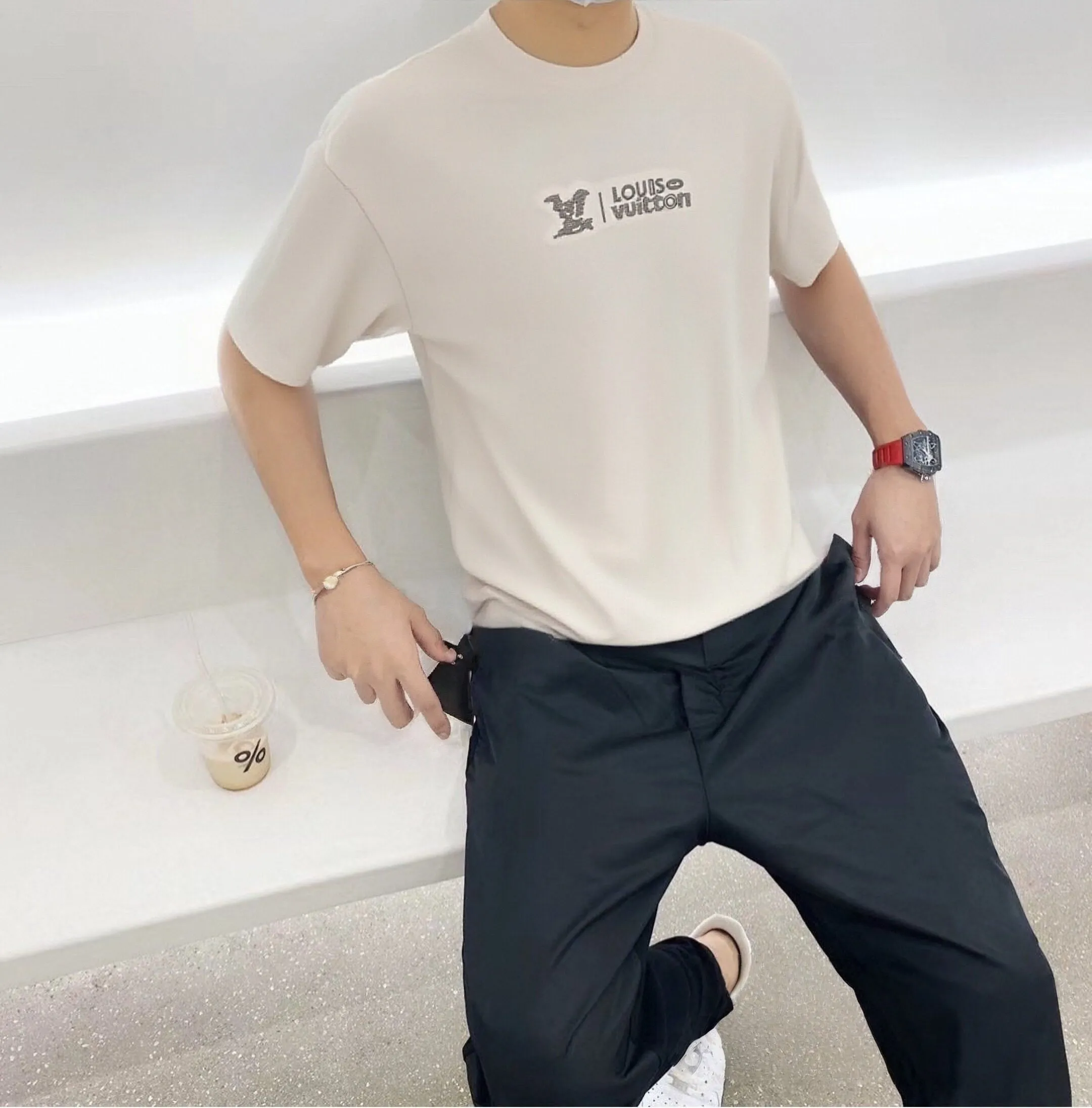 Louis Vuitton/Louis Vuitton cloud letter logo short sleeves